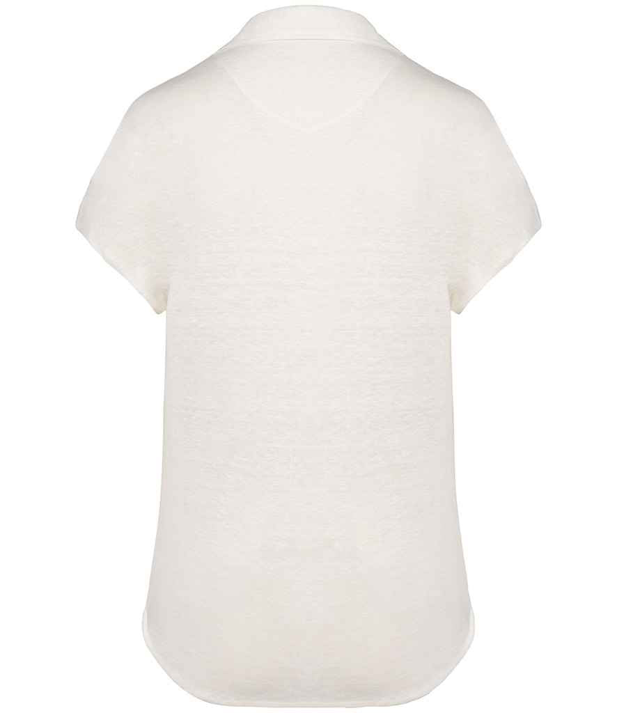 Spasso Ladies Linen Polo Shirt in Ivory, back view