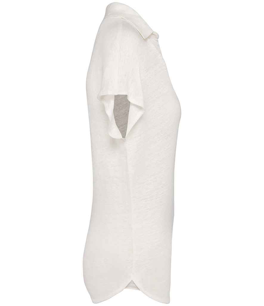 Spasso Ladies Linen Polo Shirt in Ivory, side view