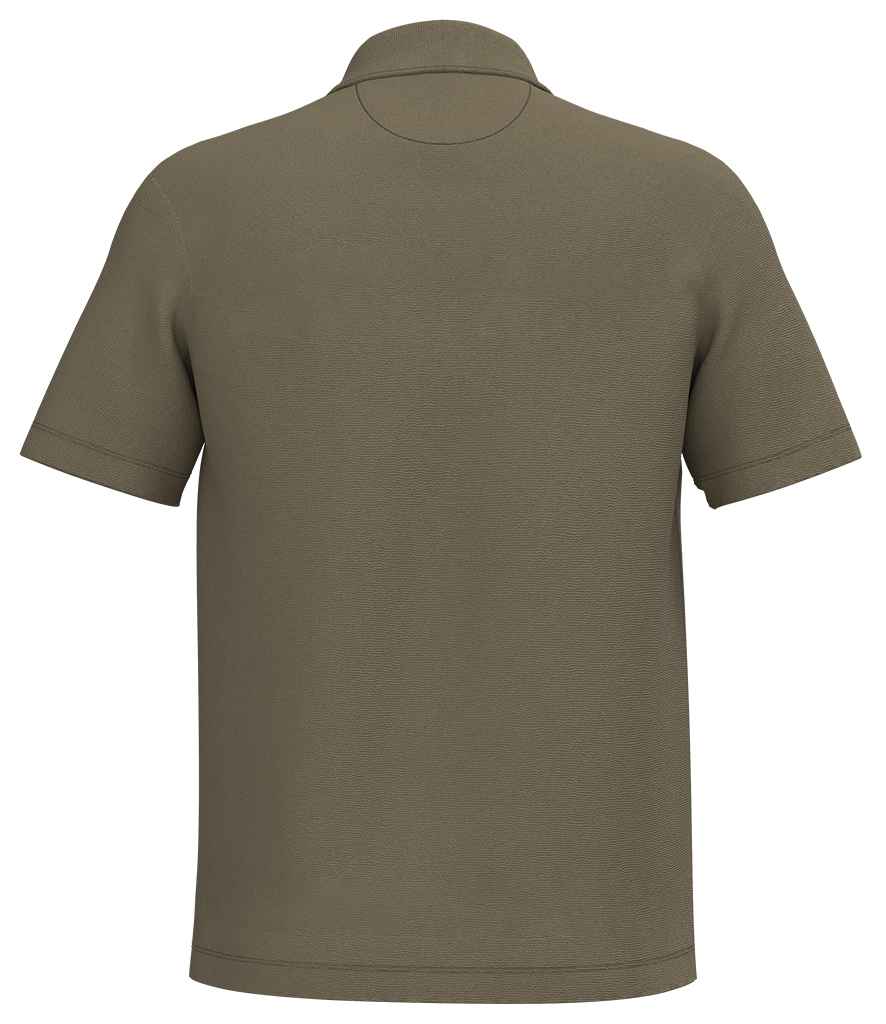 Spasso Terry Towel Polo Shirt in Light Olive Green, back view