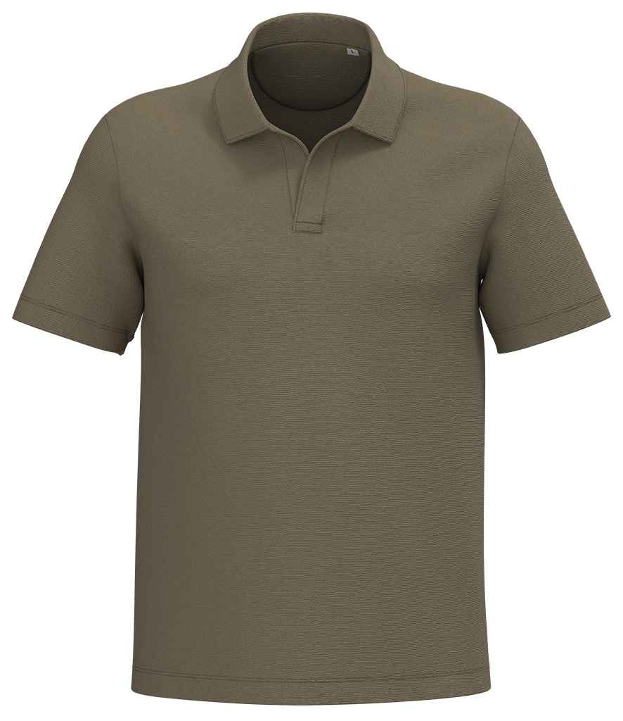 Spasso Terry Towel Polo Shirt in Light Olive Green, front view
