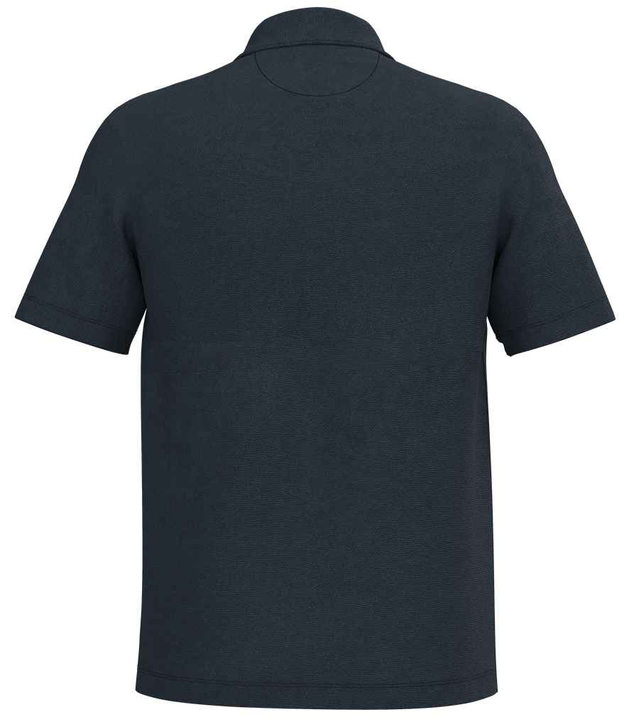 Spasso Terry Towel Polo Shirt in Navy, back view
