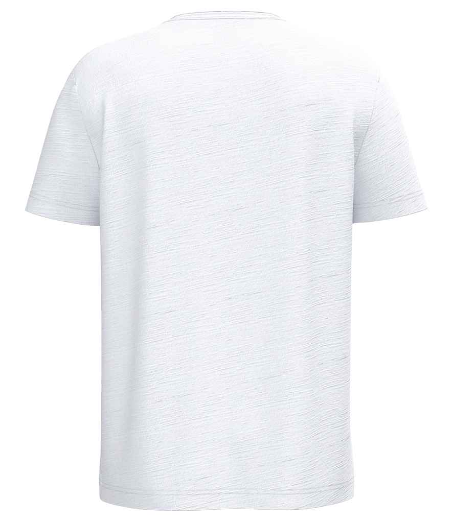 Spasso Drop Shoulder Raw Edge Collar Slub T-Shirt in White, back view