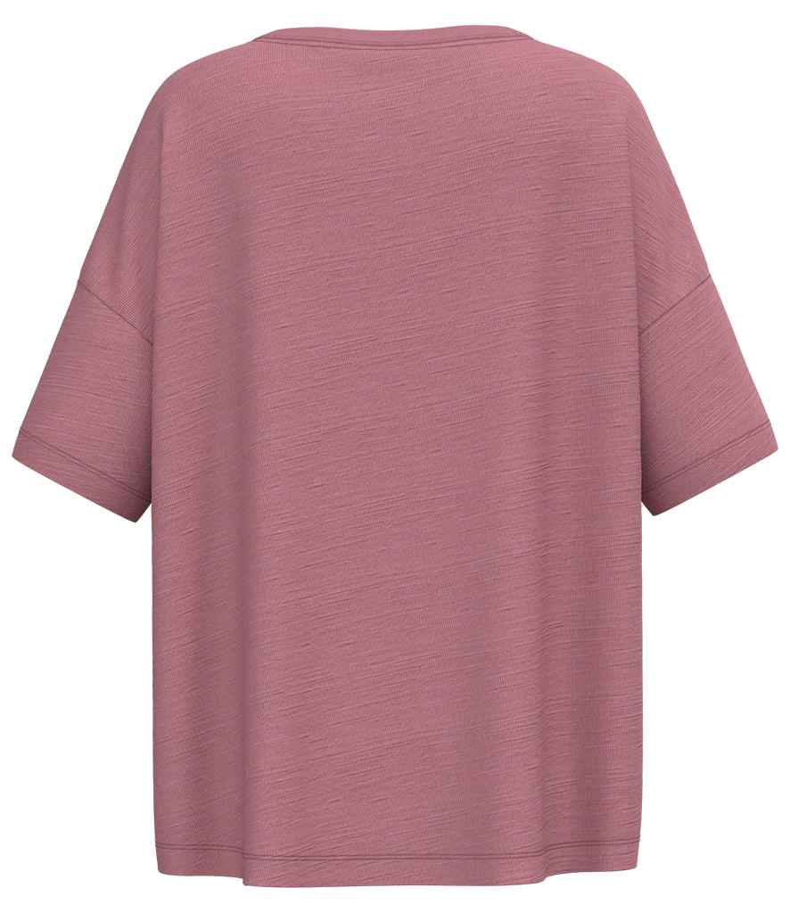 Spasso Ladies Oversized Slub T-Shirt in Antique Rose, back view