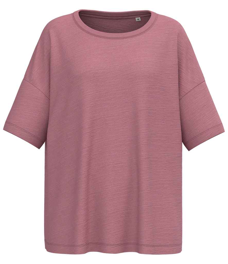 Spasso Ladies Oversized Slub T-Shirt in Antique Rose, front view