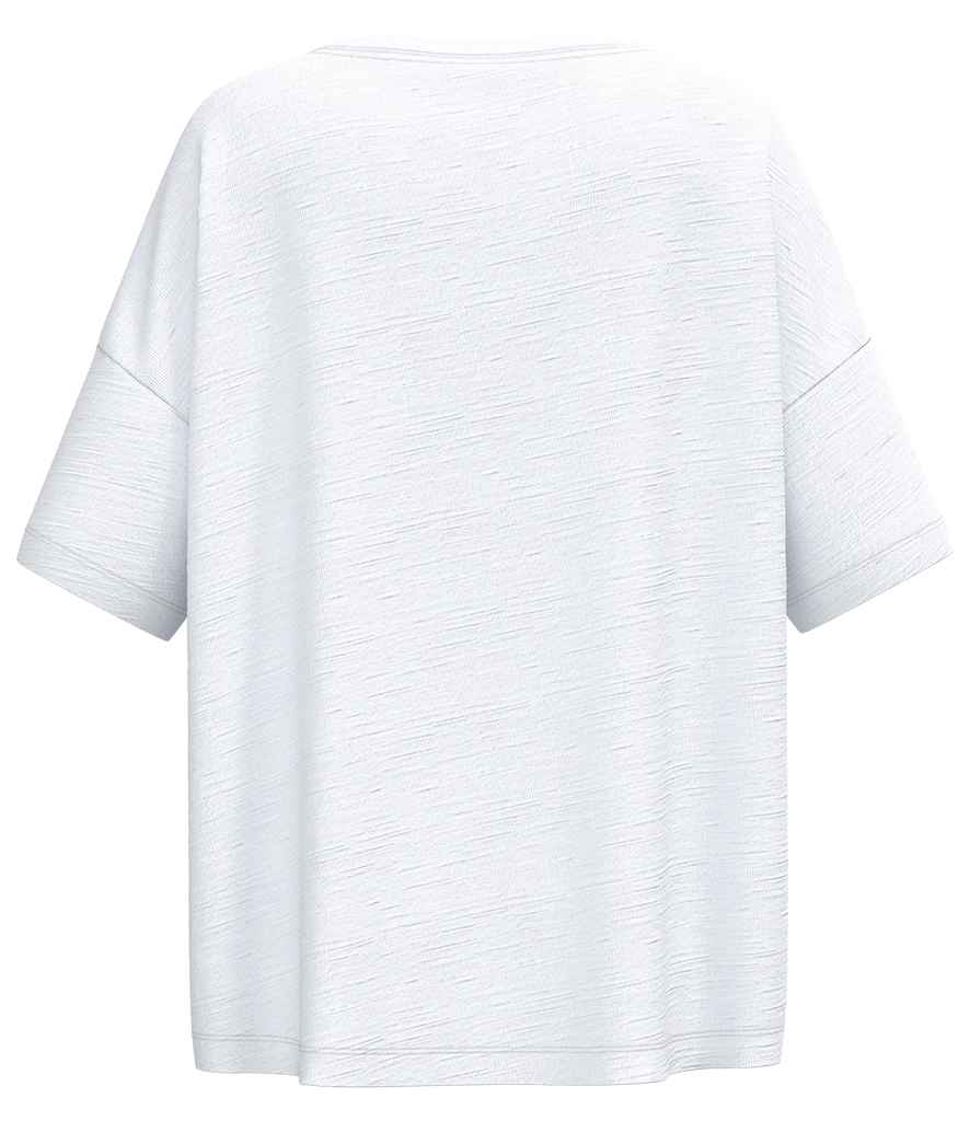 Spasso Ladies Oversized Slub T-Shirt in White, back view