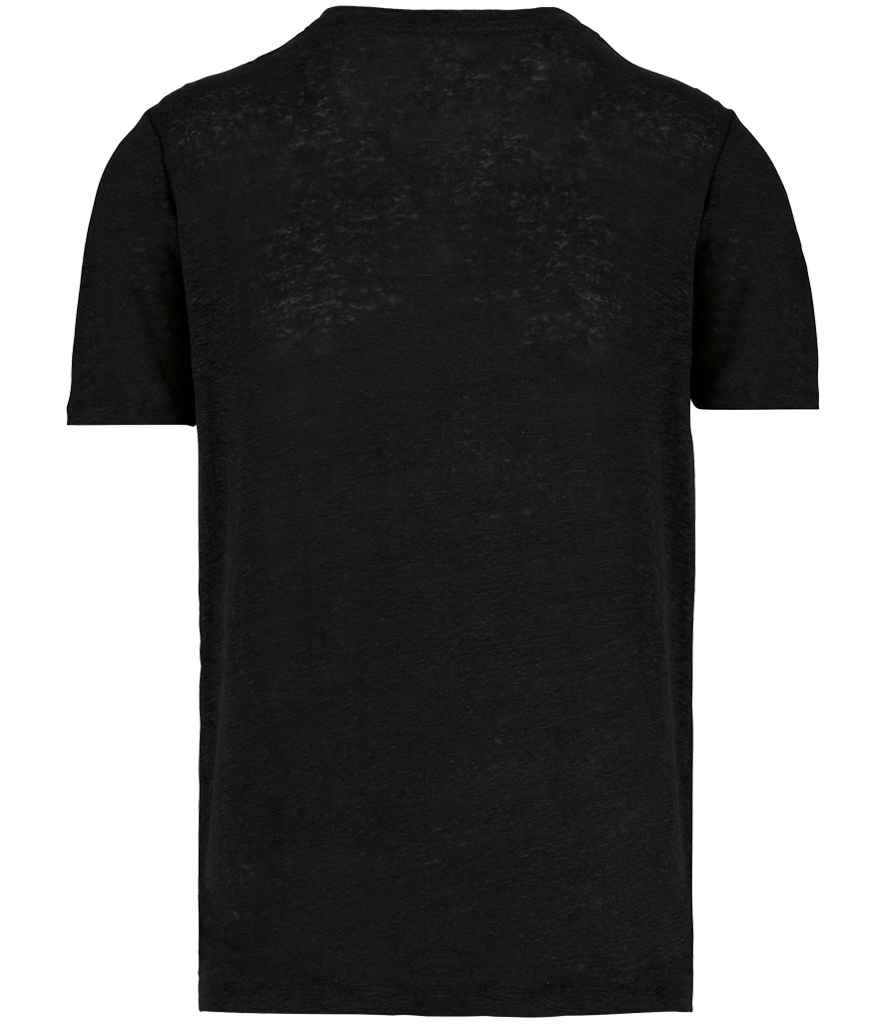 Spasso Crew Neck Linen T-Shirt in Black, back view