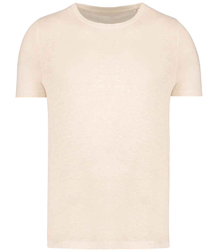 Spasso Crew Neck Linen T-Shirt in Ivory, front view
