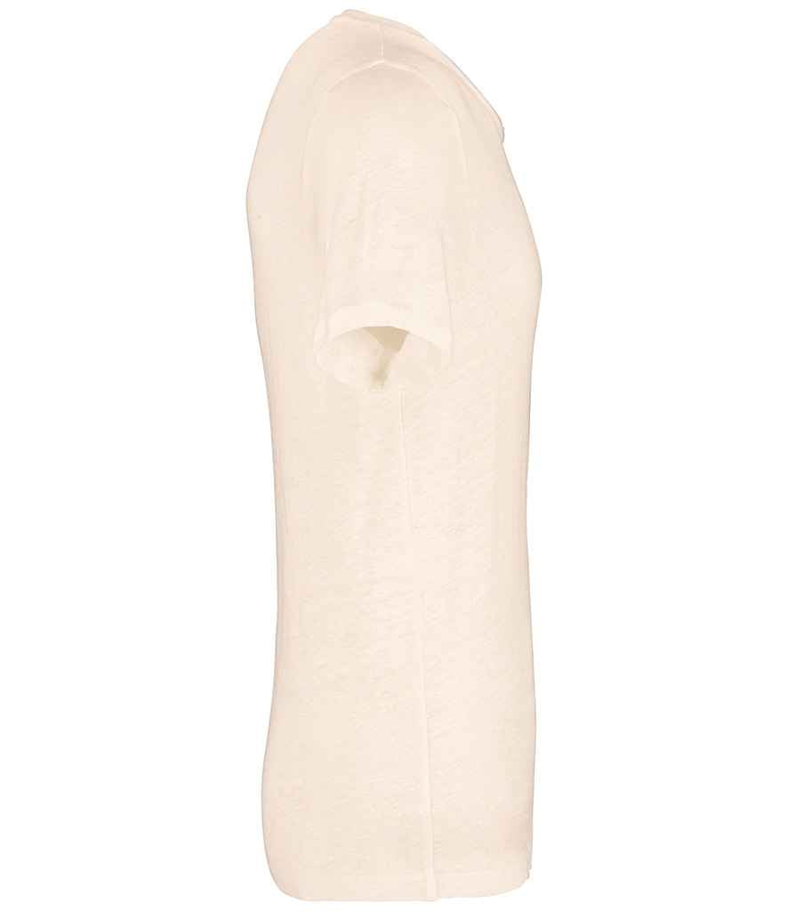 Spasso Crew Neck Linen T-Shirt in Ivory, side view