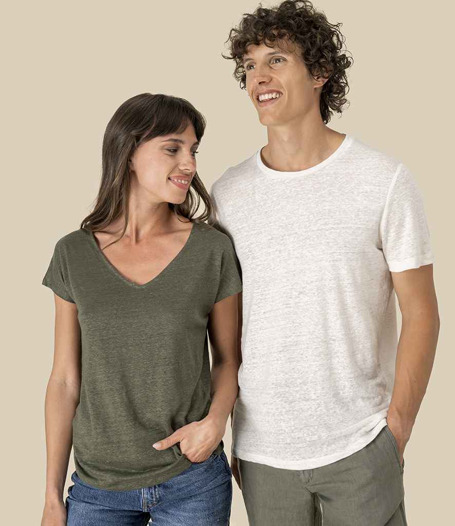 Spasso Crew Neck Linen T-Shirt in Ivory