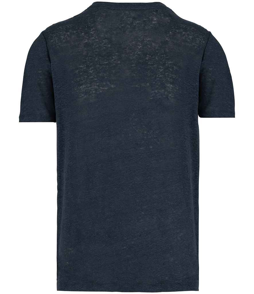 Spasso Crew Neck Linen T-Shirt in Navy, back view