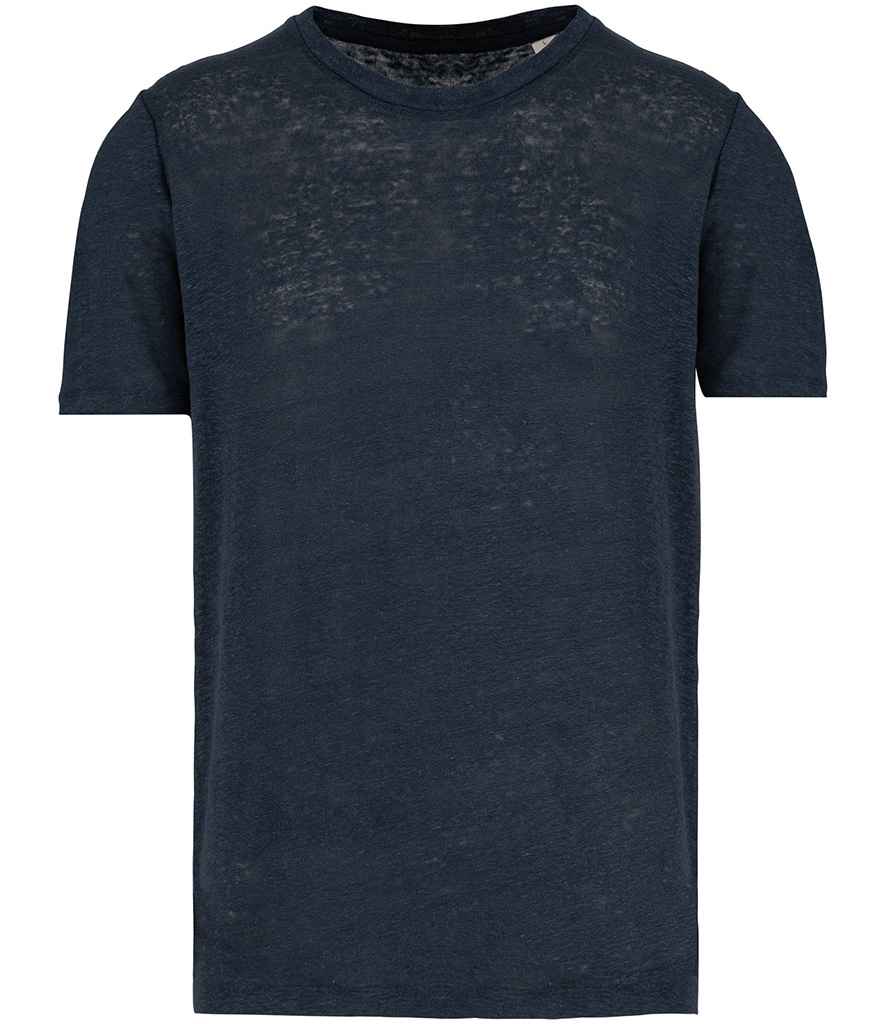 Spasso Crew Neck Linen T-Shirt in Navy, front view
