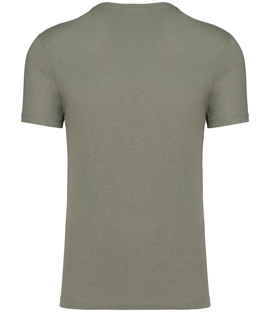 Spasso Unisex Organic Cotton Linen Blend T-Shirt in Almond Green, back view