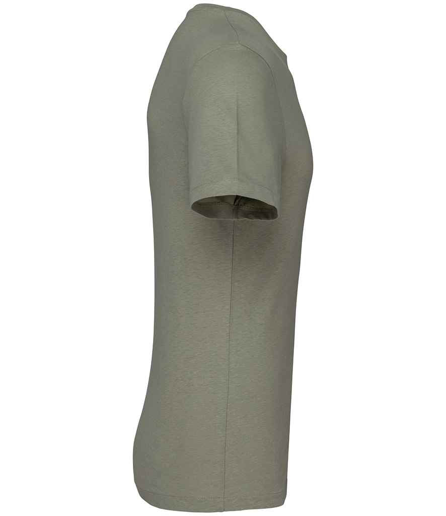 Spasso Unisex Organic Cotton Linen Blend T-Shirt in Almond Green, side view