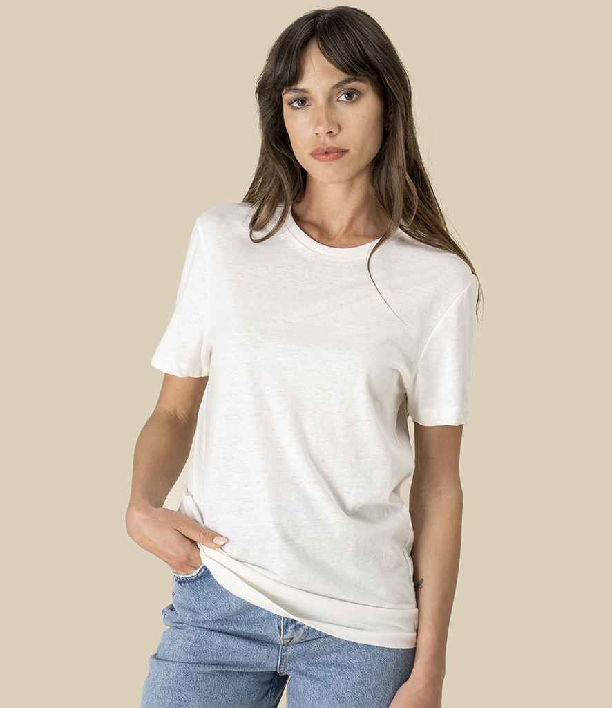 Spasso Unisex Organic Cotton Linen Blend T-Shirt in Ivory