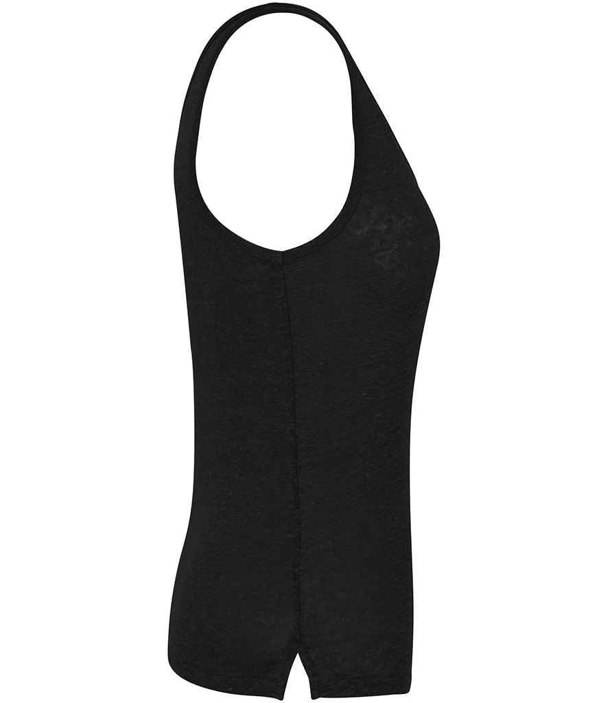 Spasso Ladies Linen Tank Top in Black, side view