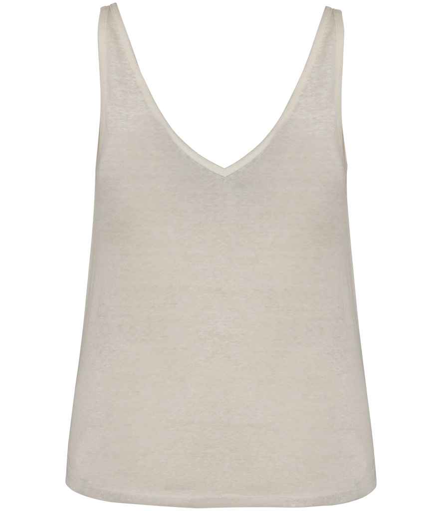 Spasso Ladies Linen Tank Top in Ivory, back view