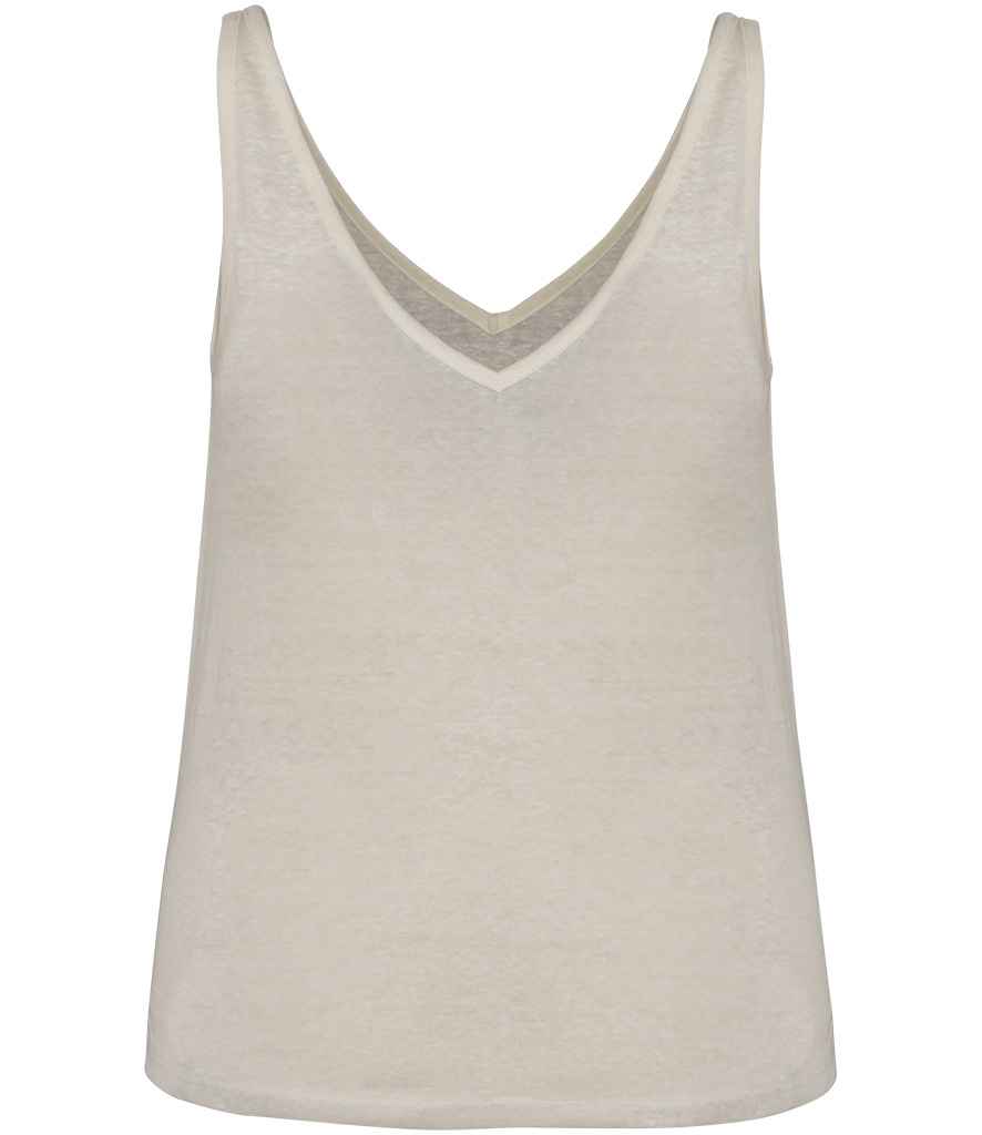 Spasso Ladies Linen Tank Top in Ivory, front view