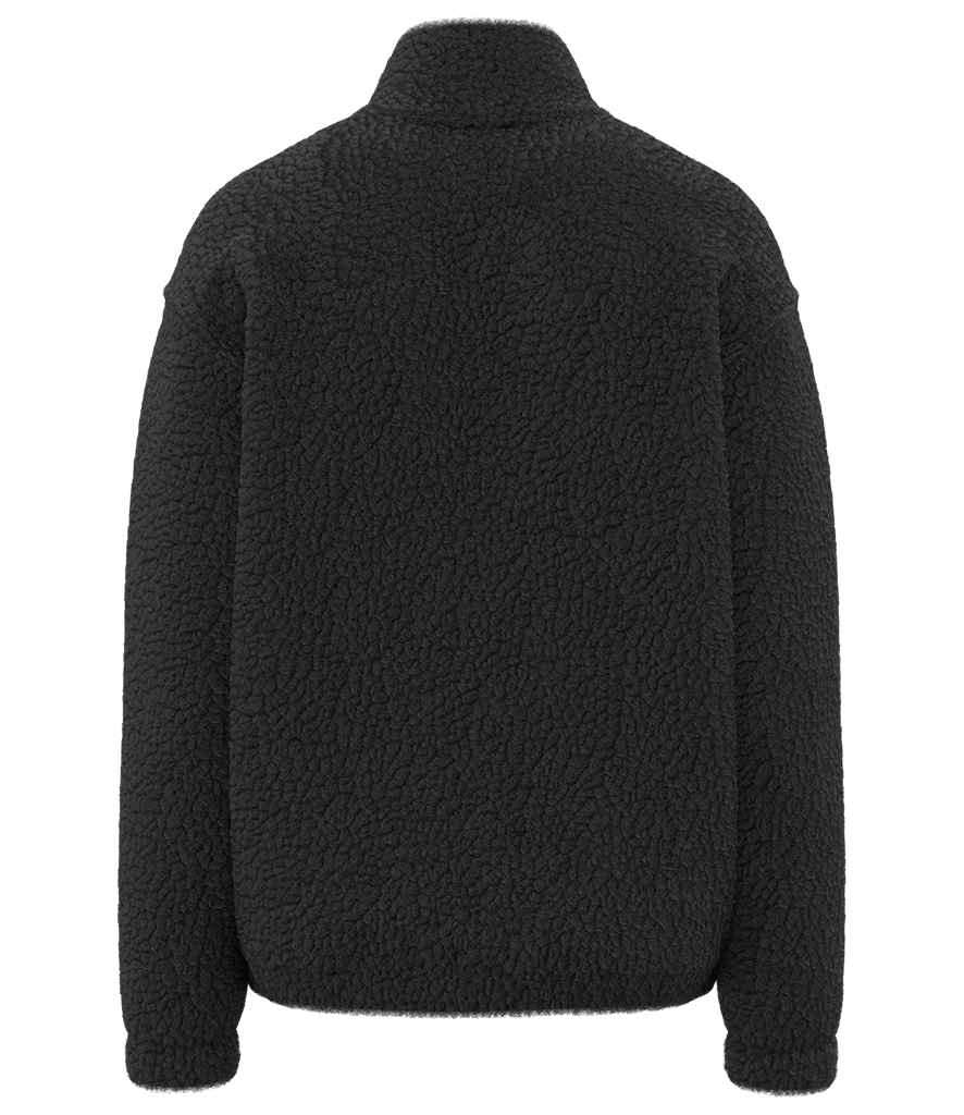 Spasso Unisex Sherpa Drop Shoulder 1/4 Zip Sweat in Black, back view