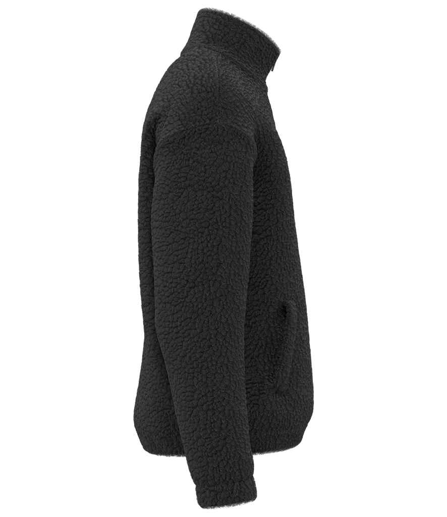 Spasso Unisex Sherpa Drop Shoulder 1/4 Zip Sweat in Black, side view