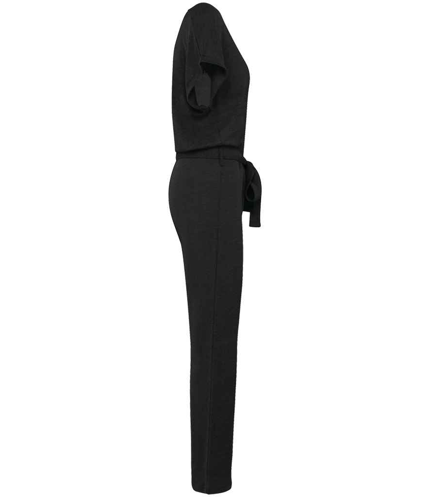 Spasso Ladies Short Sleeve Linen Knit Jumpsuit in Black, side view