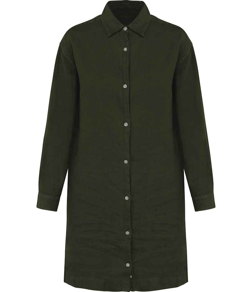 Spasso Ladies Linen Dress Shirt in Organic Khaki, front view