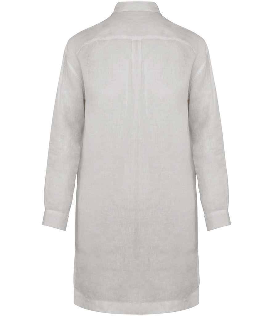 Spasso Ladies Linen Dress Shirt in White, back view