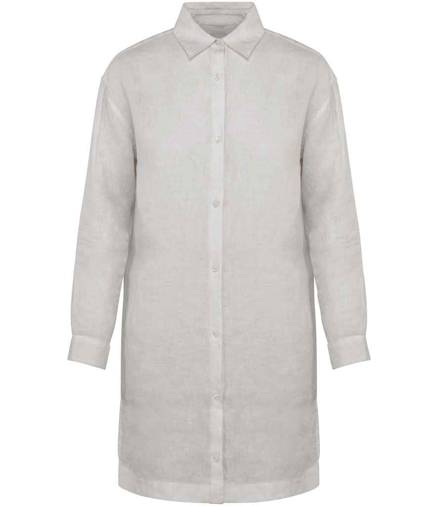 Spasso Ladies Linen Dress Shirt in White, front view