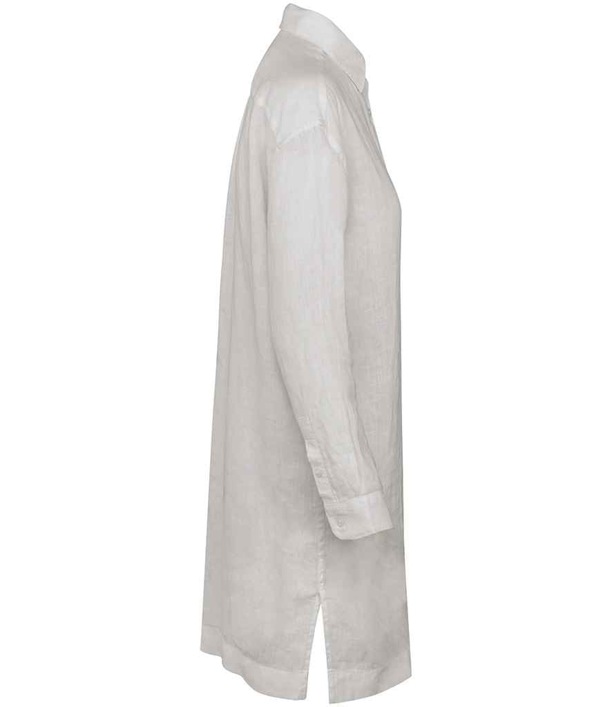 Spasso Ladies Linen Dress Shirt in White, side view