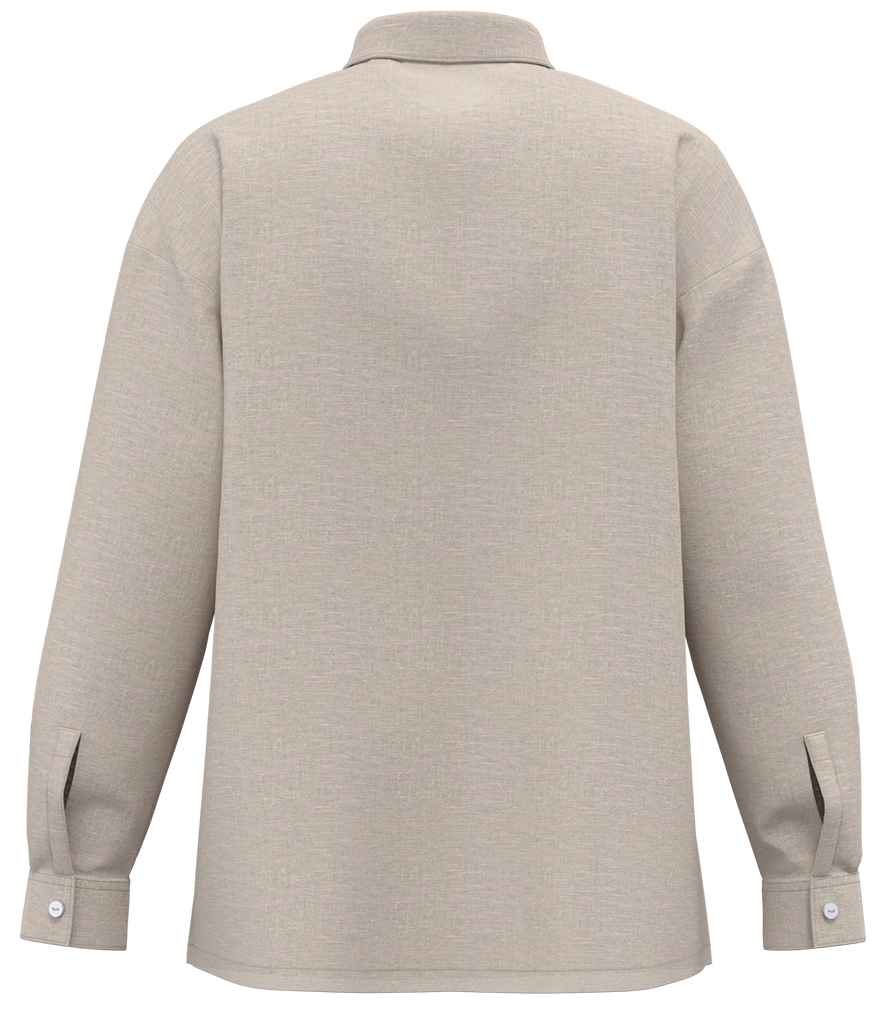 Spasso Ladies Long Sleeve Oversized Linen Shirt in Linen, back view