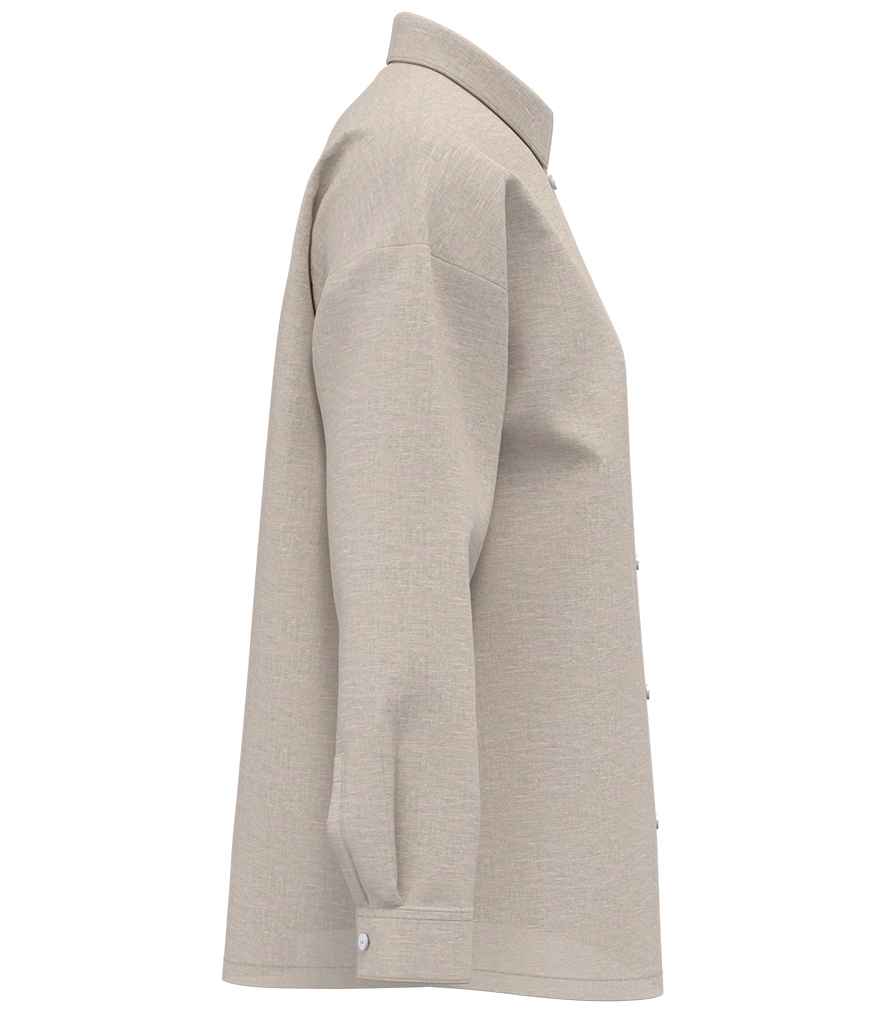 Spasso Ladies Long Sleeve Oversized Linen Shirt in Linen, side view