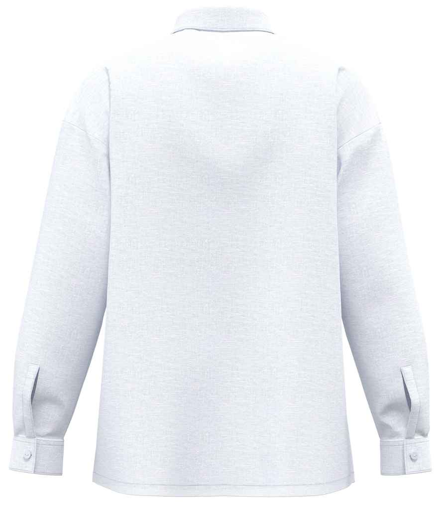 Spasso Ladies Long Sleeve Oversized Linen Shirt in White, back view