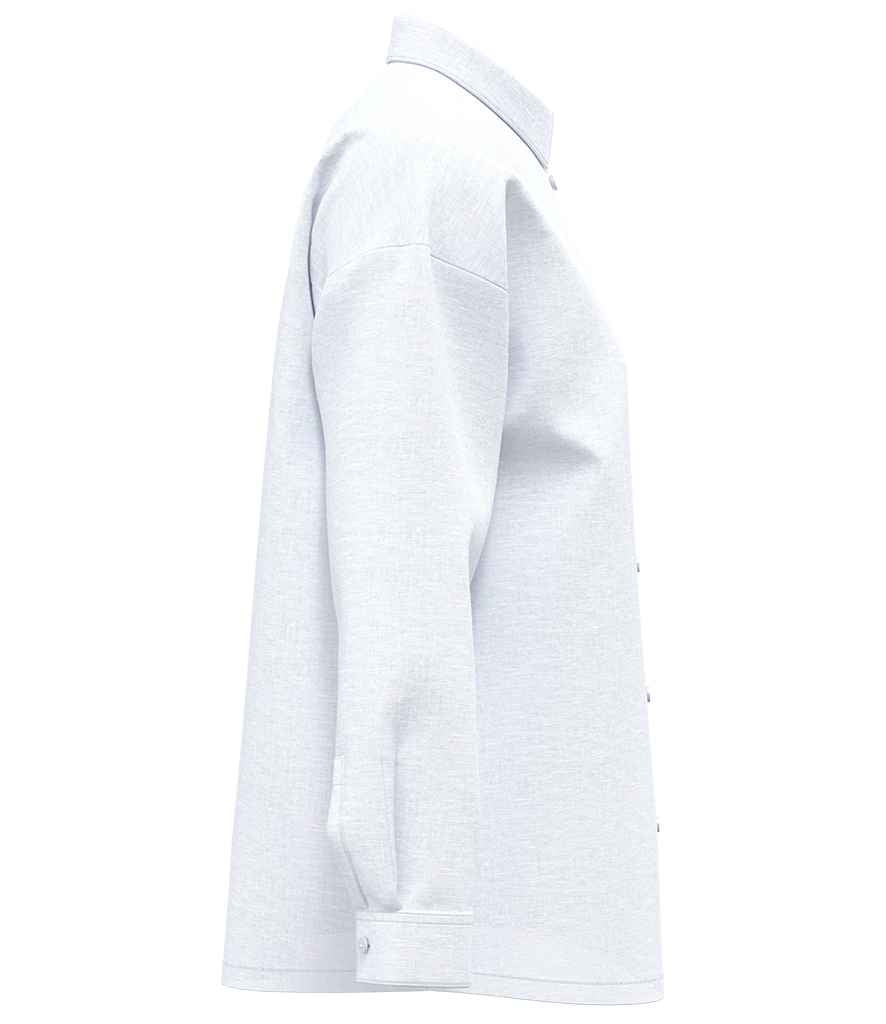 Spasso Ladies Long Sleeve Oversized Linen Shirt in White, side view