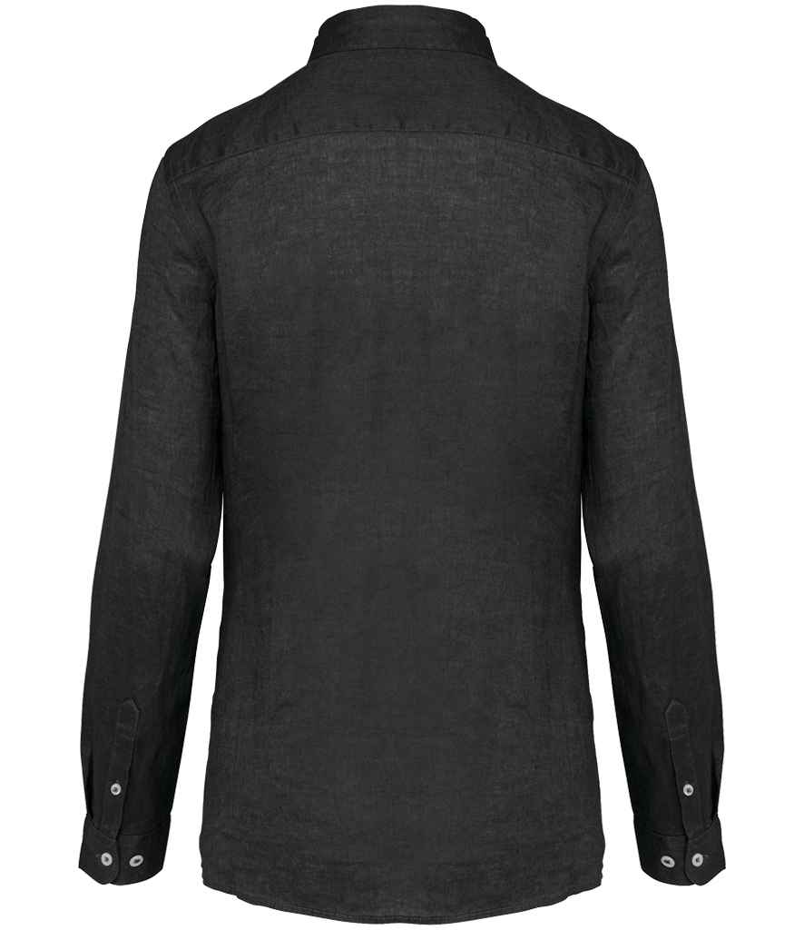 Spasso Ladies Long Sleeve Linen Shirt in Anthracite Grey, back view