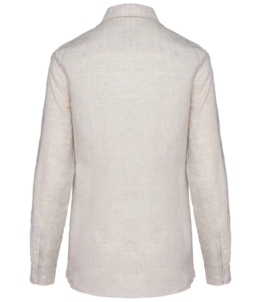Spasso Ladies Long Sleeve Linen Shirt in Linen, back view