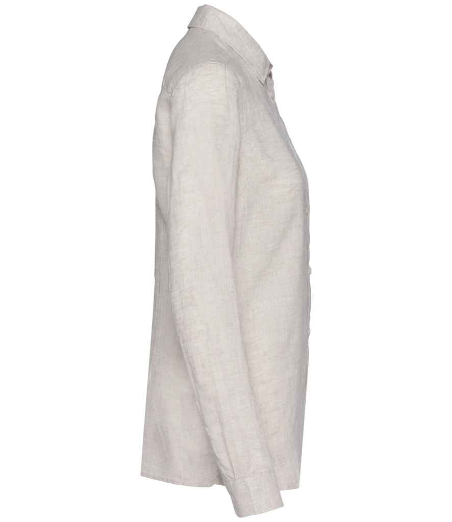 Spasso Ladies Long Sleeve Linen Shirt in Linen, side view