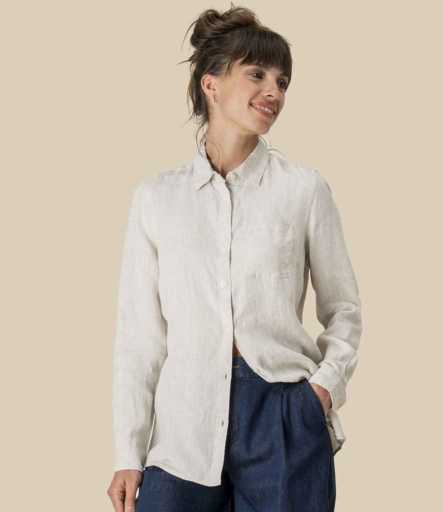 Spasso Ladies Long Sleeve Linen Shirt in Linen