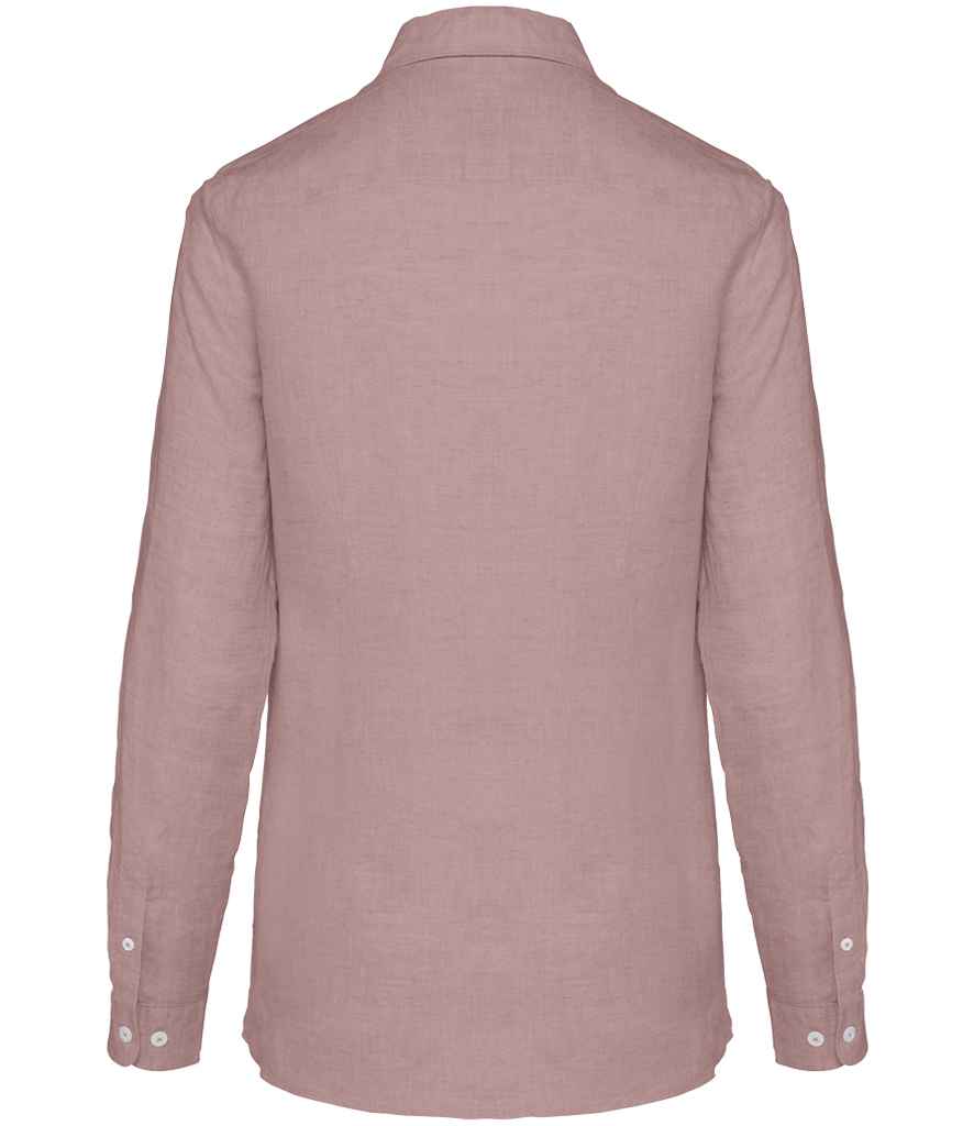 Spasso Ladies Long Sleeve Linen Shirt in Petal Rose, back view