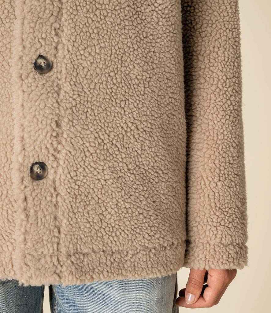 Spasso Unisex Sherpa Drop Shoulder Overshirt in Wet Sand