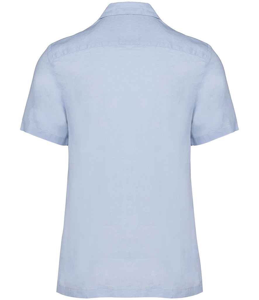 Spasso Short Sleeve Linen Shirt in Linen Blue, back view