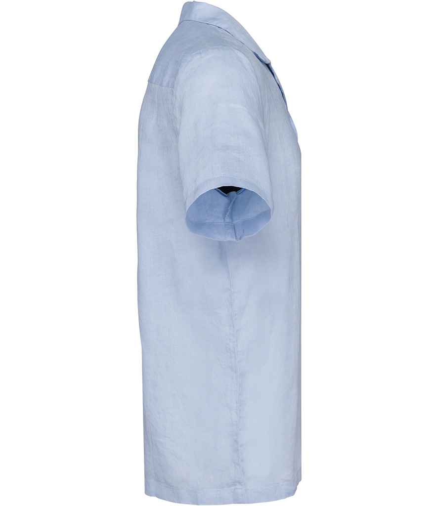 Spasso Short Sleeve Linen Shirt in Linen Blue, side view