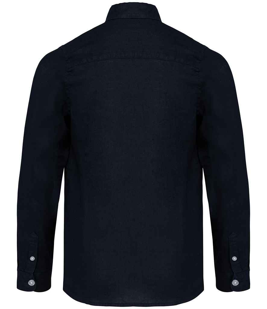 Spasso Kids Long Sleeve Linen Shirt in Navy, back view