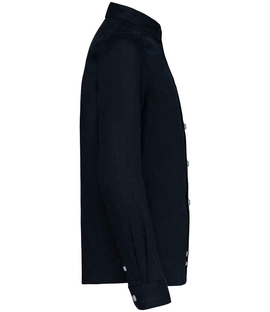 Spasso Kids Long Sleeve Linen Shirt in Navy, side view