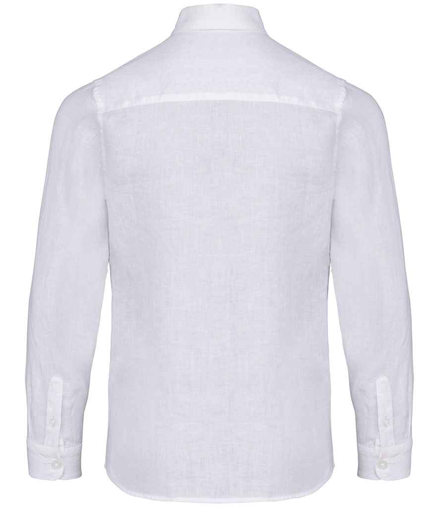 Spasso Kids Long Sleeve Linen Shirt in White, back view