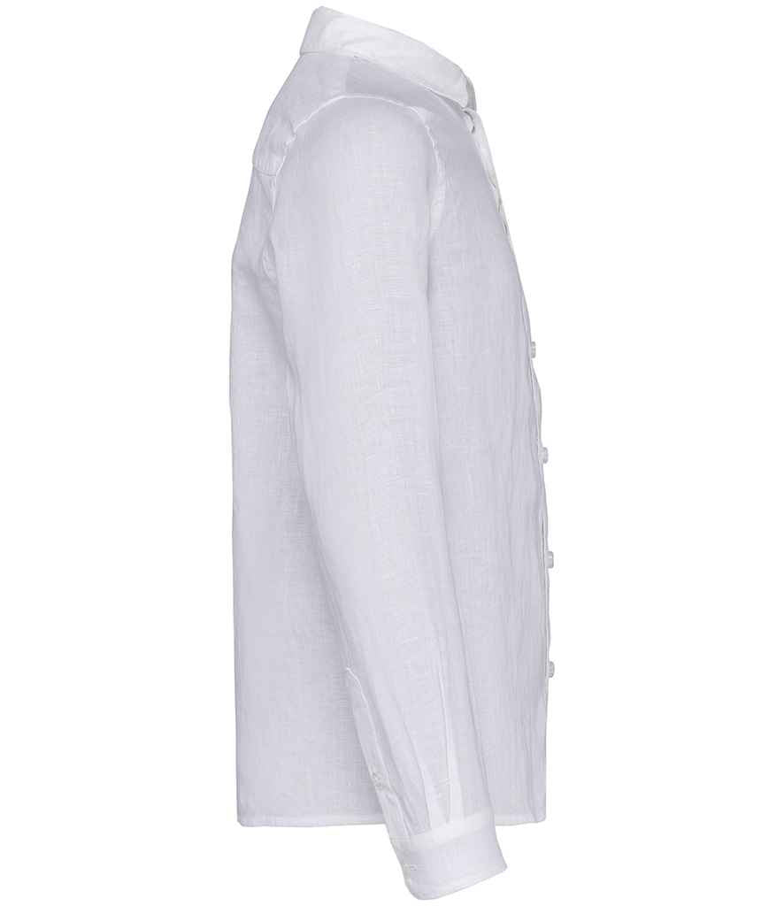 Spasso Kids Long Sleeve Linen Shirt in White, side view