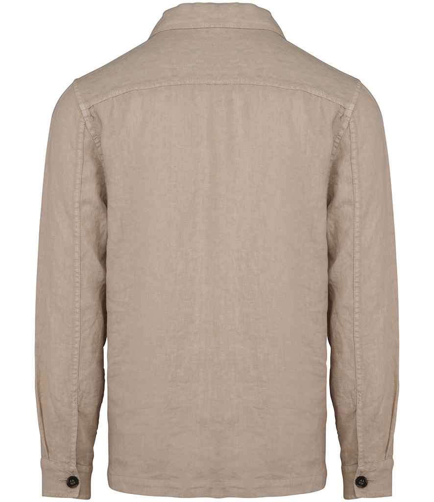 Spasso Linen Washed Overshirt in Washed Linen Sand, back view