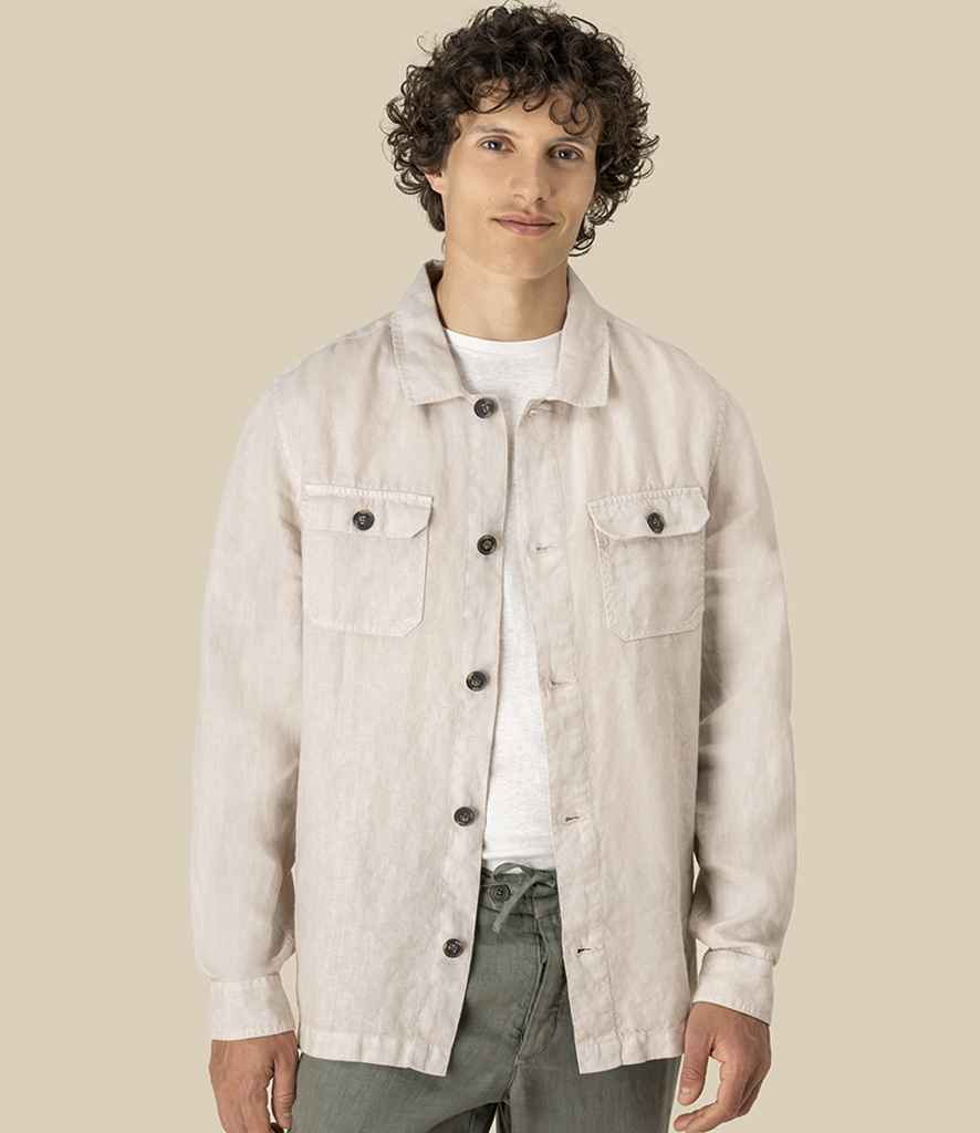 Spasso Linen Washed Overshirt in Washed Linen Sand