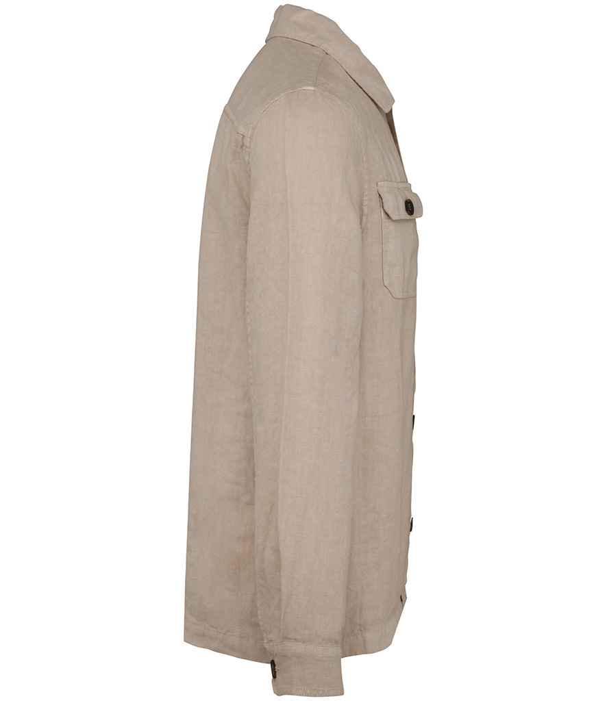 Spasso Linen Washed Overshirt in Washed Linen Sand, side view