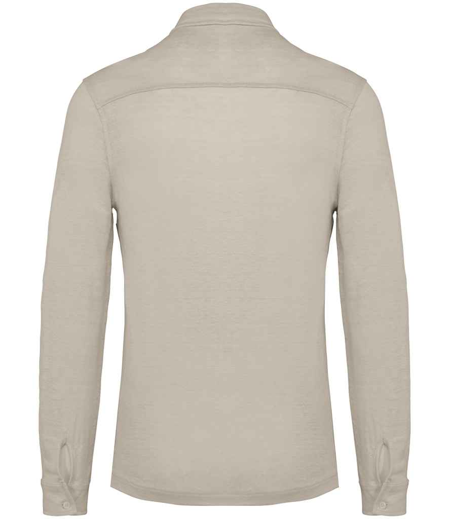 Spasso Long Sleeve Linen Shirt in Linen Sand, back view