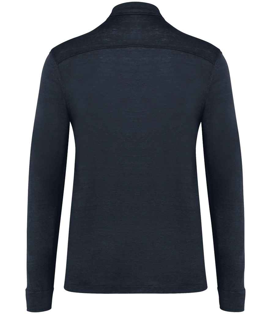 Spasso Long Sleeve Linen Shirt in Navy, back view