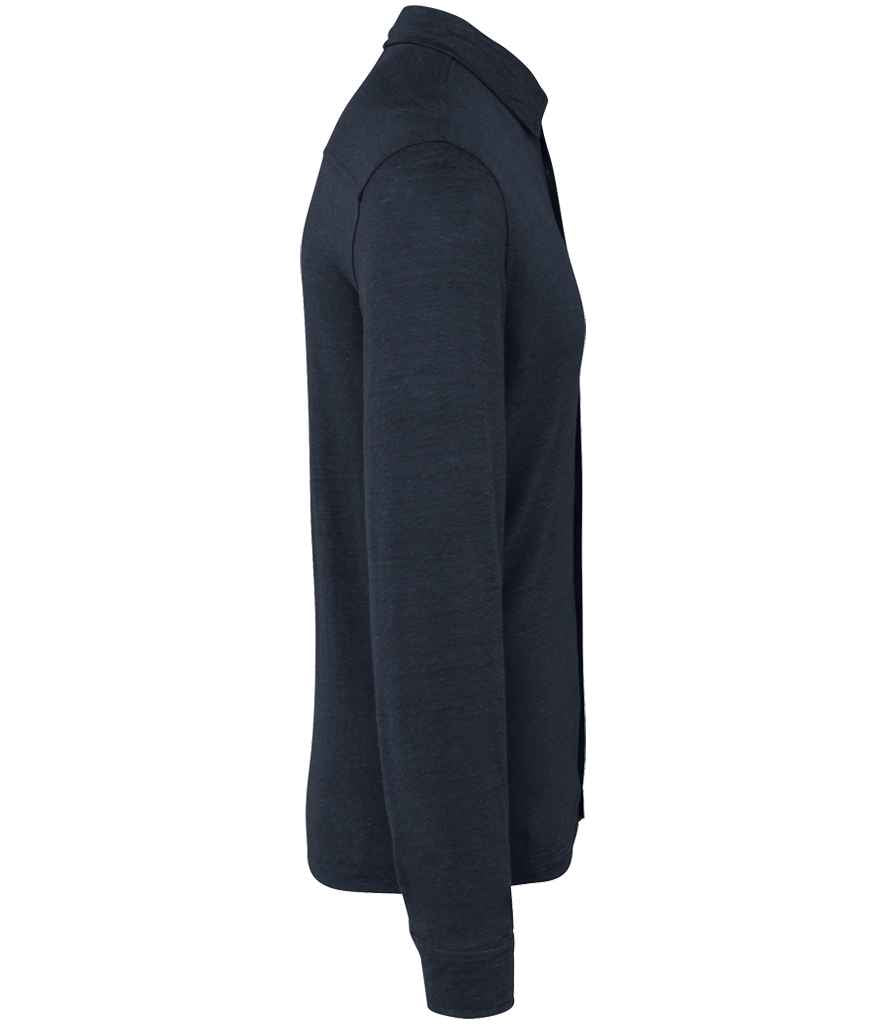 Spasso Long Sleeve Linen Shirt in Navy, side view